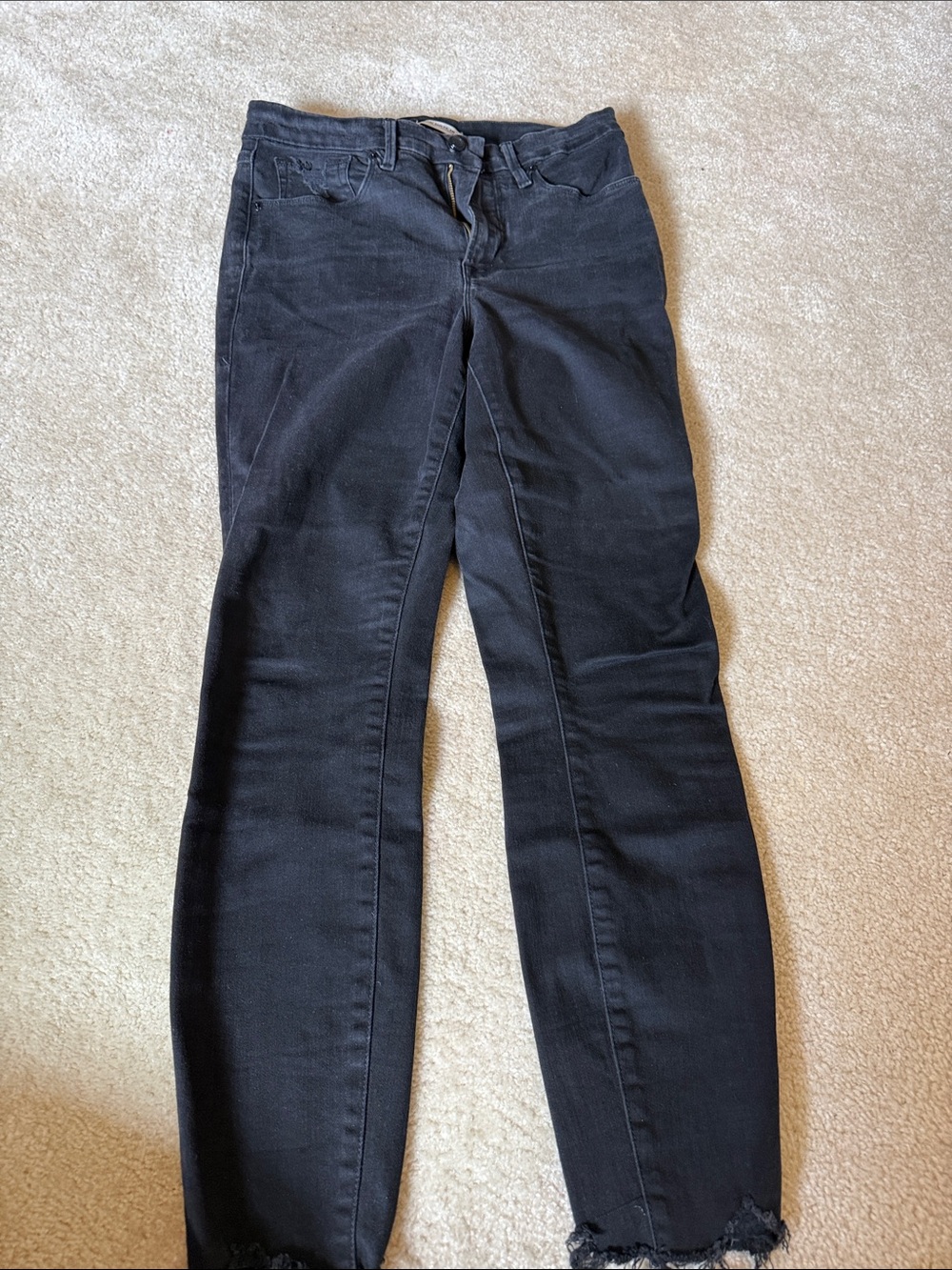 Good American good waist crop  Black Slim Straight Jeans